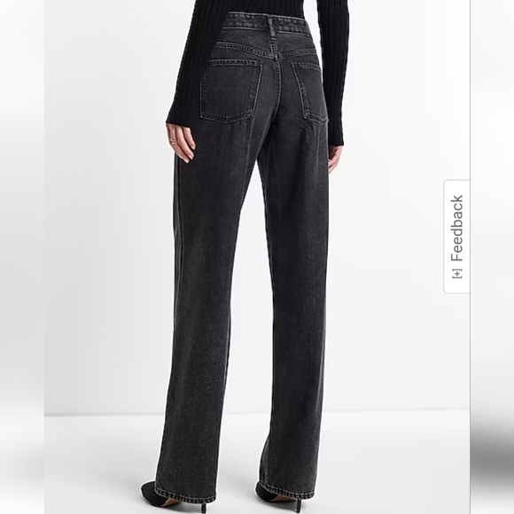 Express Relaxed Straight black Denim, jeans NWT size 16R regular length, New! - Picture 2 of 5